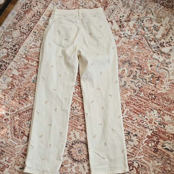 Abercrombie & Fitch White Floral Curve Love 90's Relaxed High Rise Jean Size 6L - Picture 4 of 4